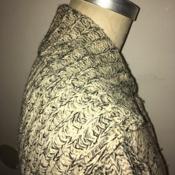 Guinevere Beige & Gray Wool & Cashmere Long Button Front Sweater L - Picture 7 of 10